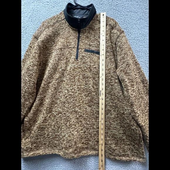 Eddie Bauer Sweatshirt Mens Extra Large Brown 1/4 Zip Pullover Fleece Mock Neck - Picture 3 of 12